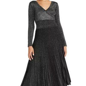 Betsey Johnson Pleated Metallic Midi Sweaterdress